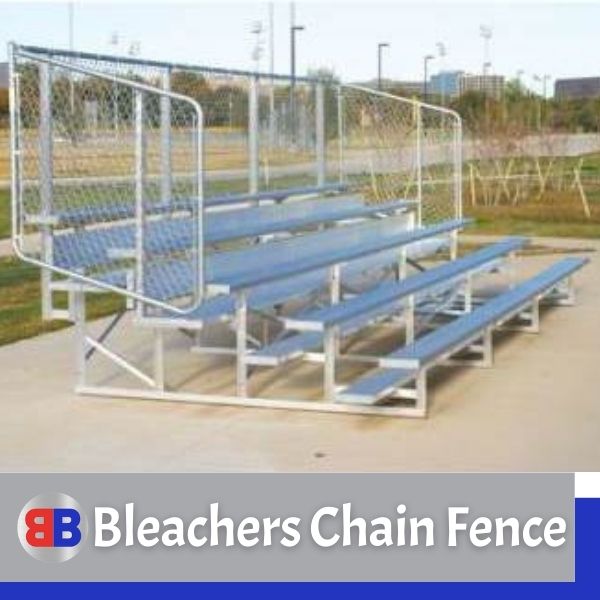 5 Row Bleachers With Chain Link Safety Fence Aluminum Benches and